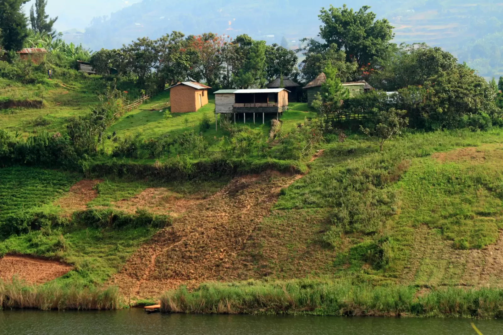 small rural farm located on lake bunyoni in uganda