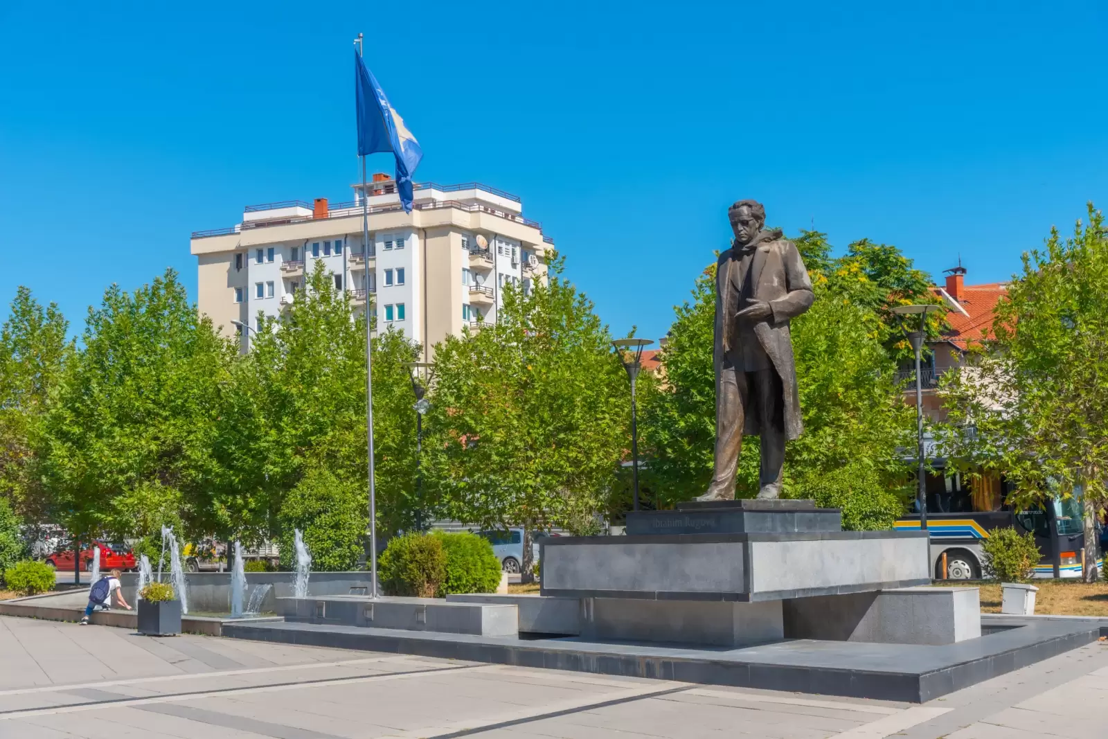 statue of ibrahim rugova in prishtina kosovo