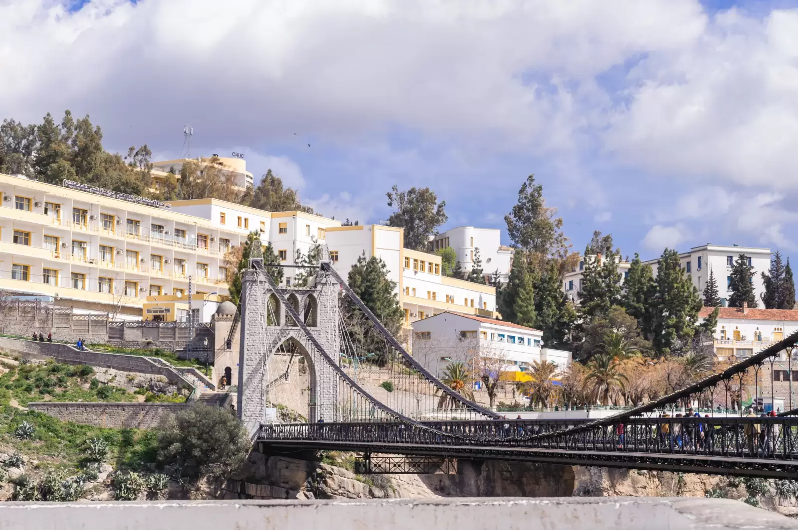 suspension bridge or footbridge of sidi m cid crosses