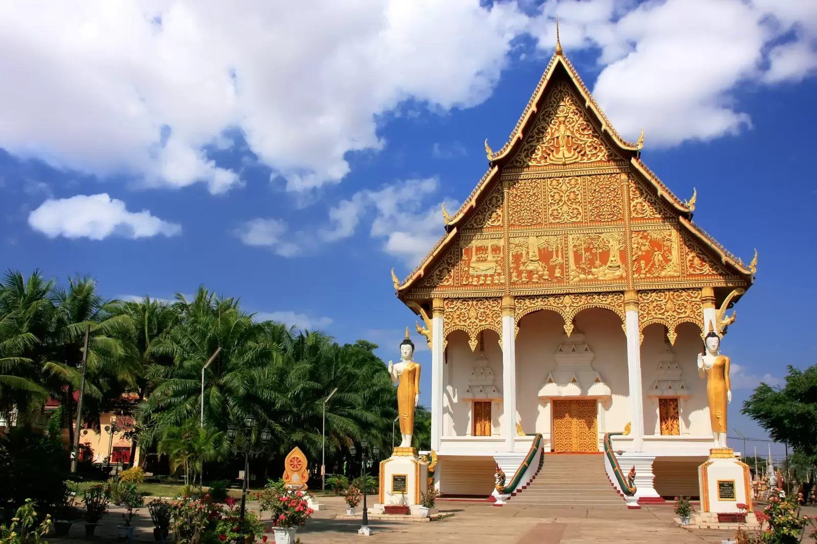 temple at pha that luang complex in vientiane laos