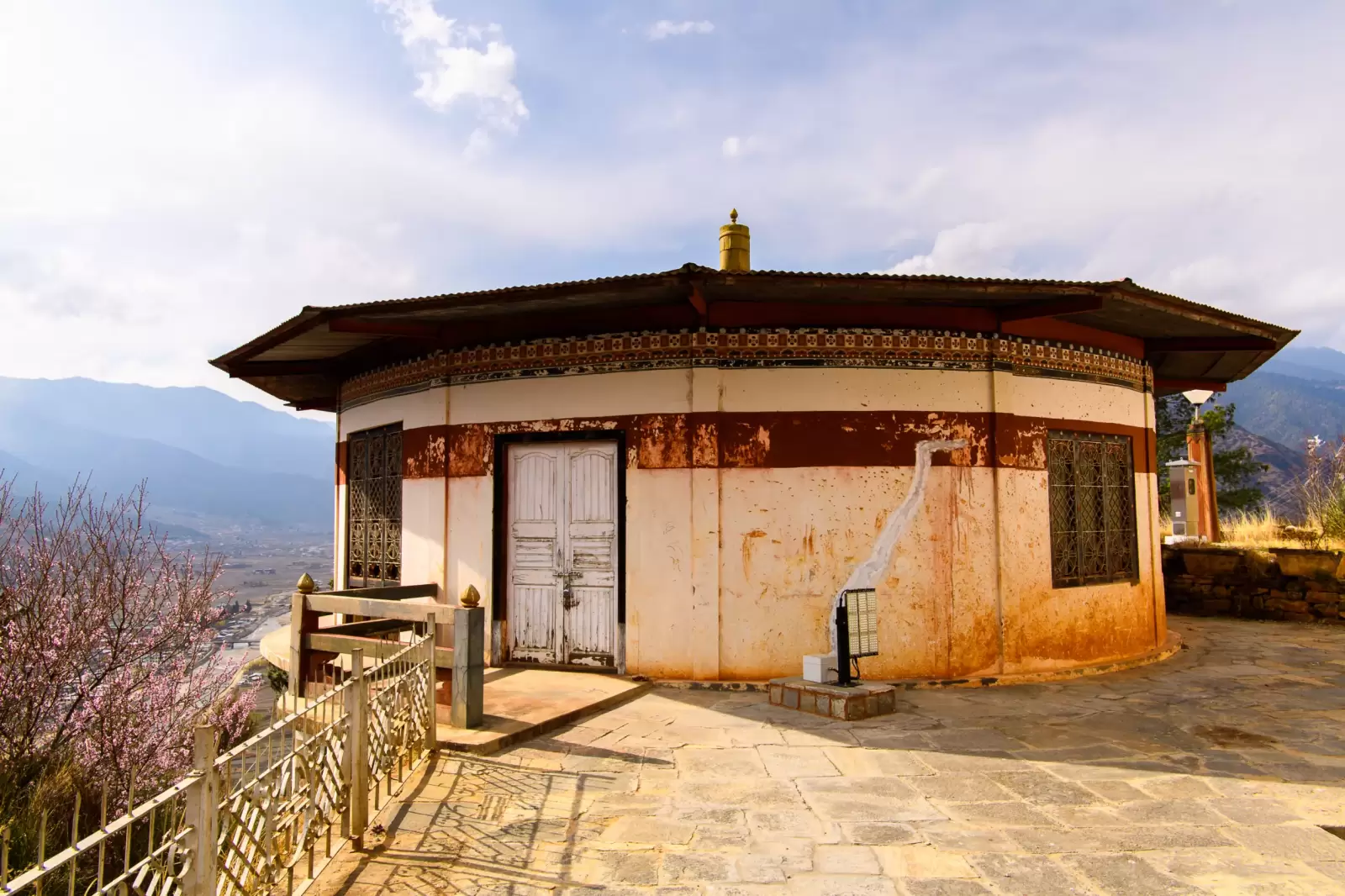 temple in himalayan buddhist sacred site of paro valley bhutan