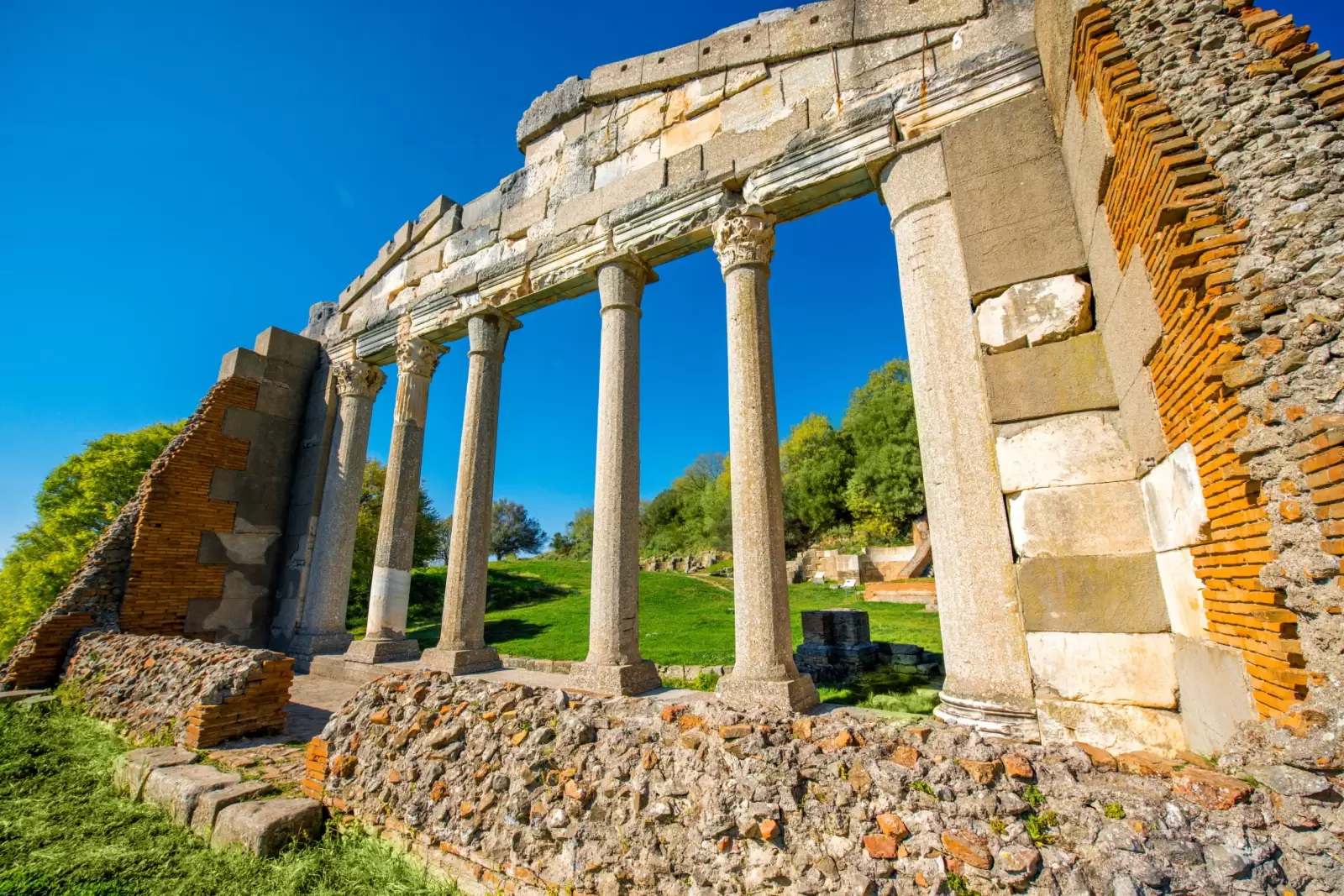 temple ruins in ancient apollonia in albania