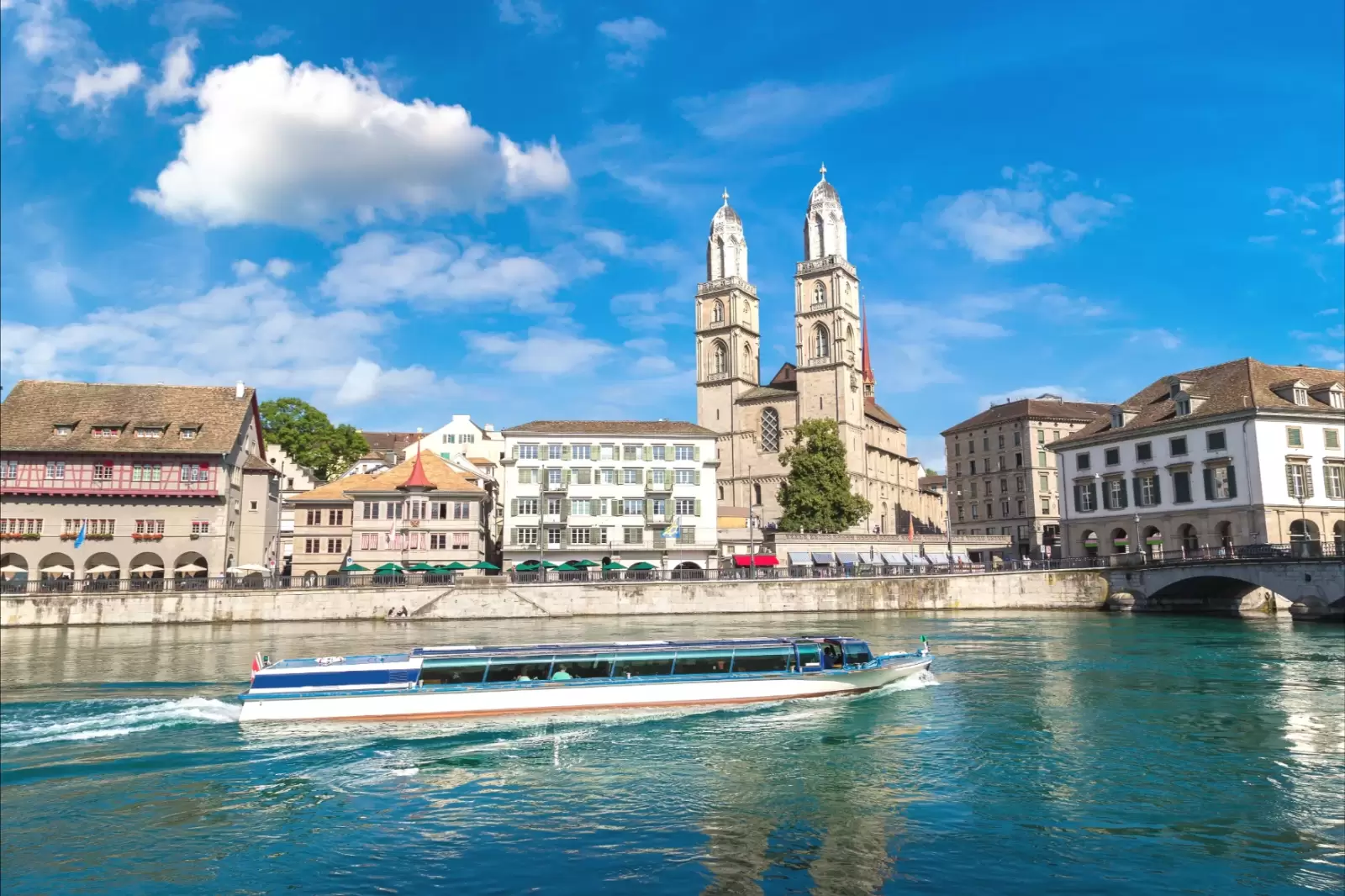 the famous grossmunster church in zurich switzerland