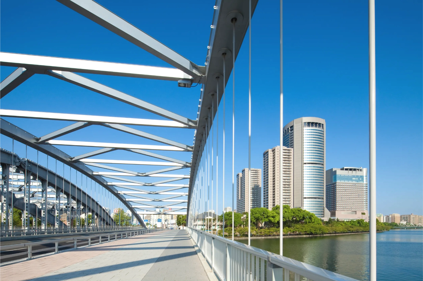 the famous sakuranomiya bridge in osaka japan