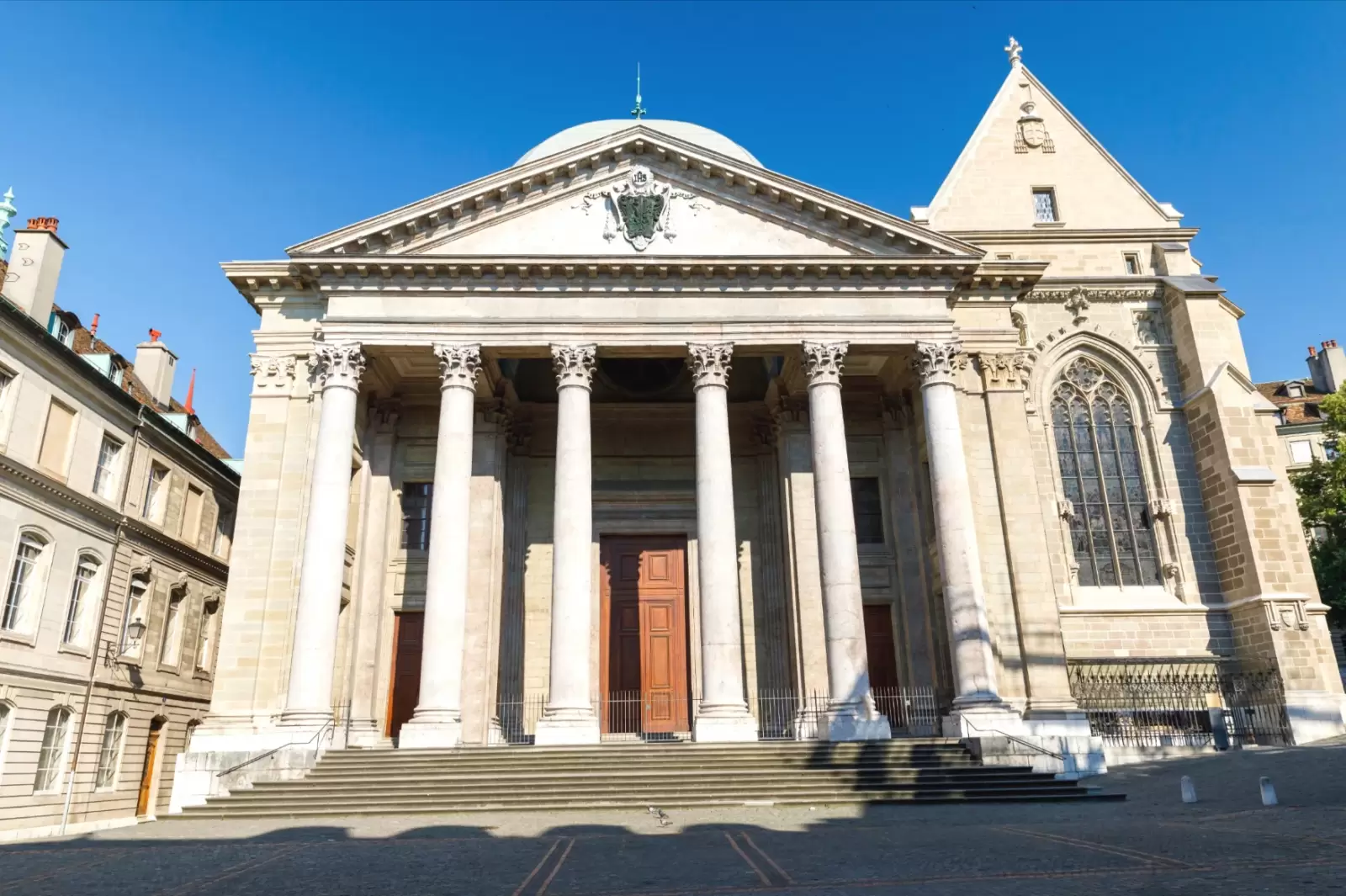 the famous st pierre cathedral in geneva switzerland