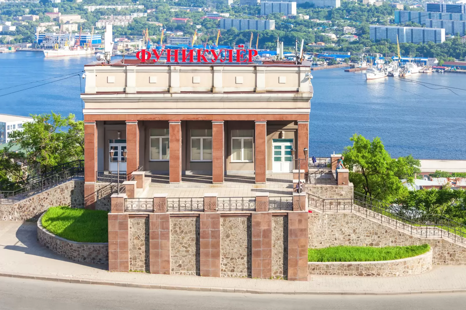 the funicular railway station building in vladivostok russia