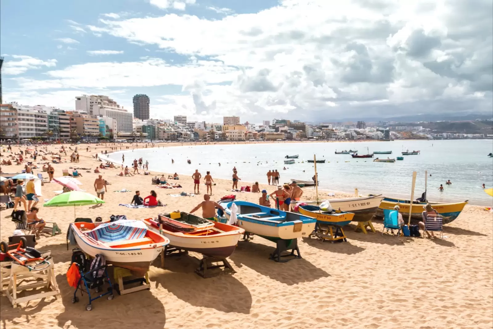 the playa de las canteras beach in las palmas de gran canaria spain