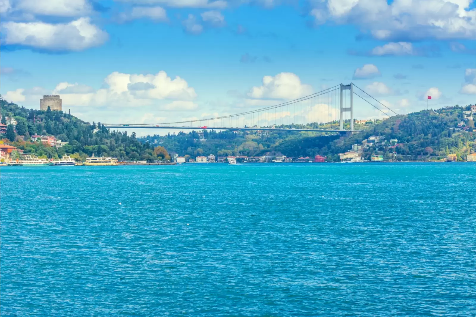 the rumelian castle and fatih sultan mehmet bridge in istanbul turkey
