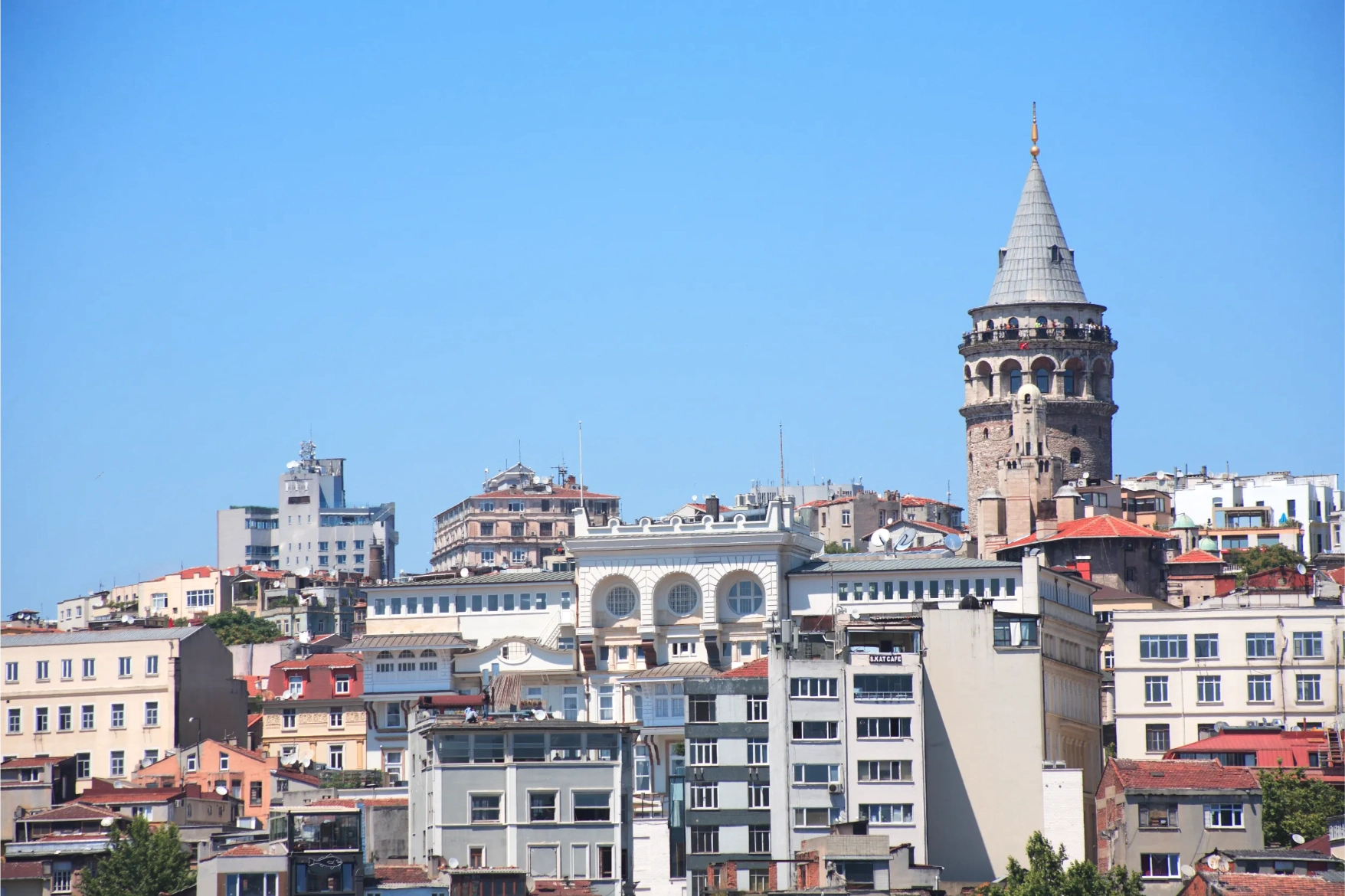 the view at famous galata tower in istanbul turkey