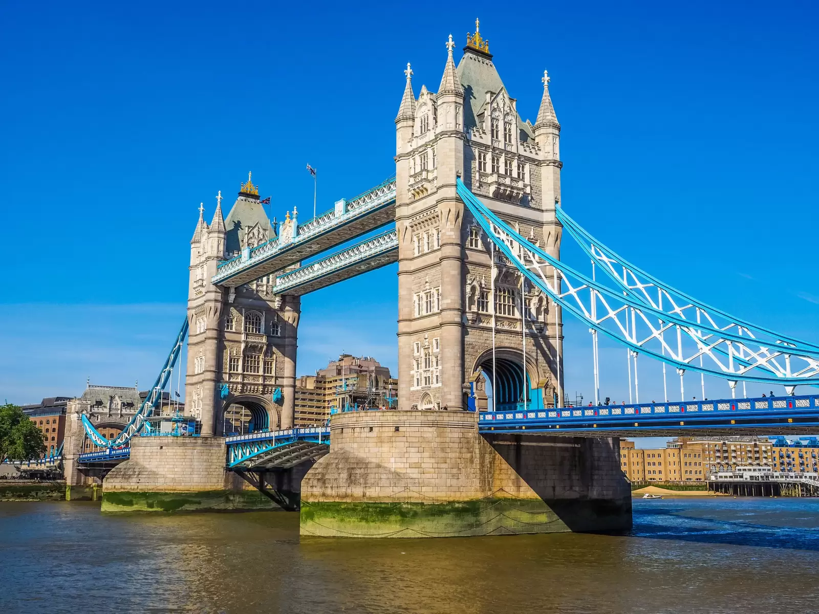 tower bridge on river thames in london uk