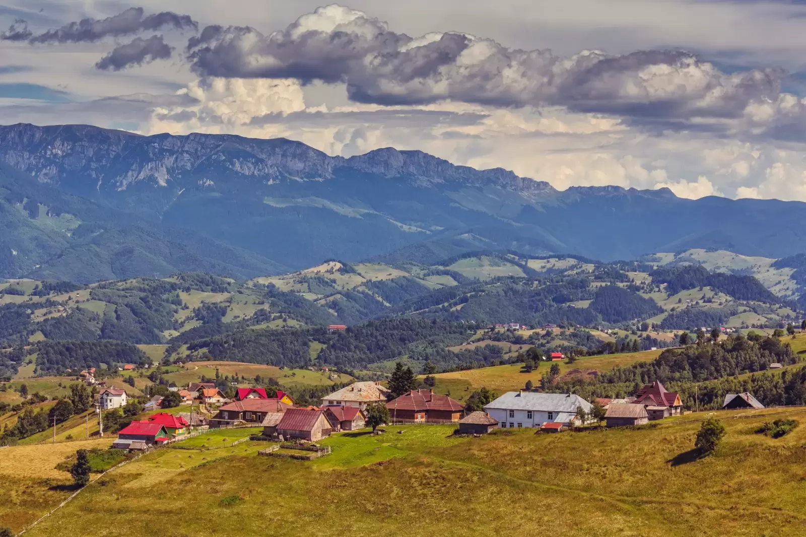 traditional romanian mountainous houses in the valleys of the bucegi