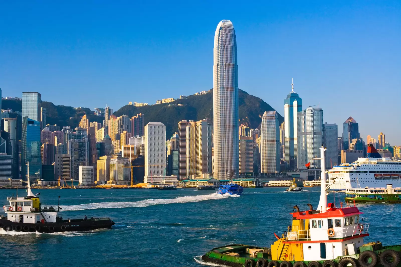 victoria harbour on hong kong island from kowloon hong kong