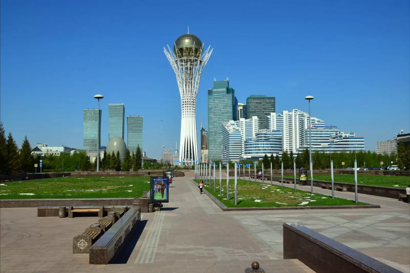 view of the baiterek tower in astana capital of kazakhstan