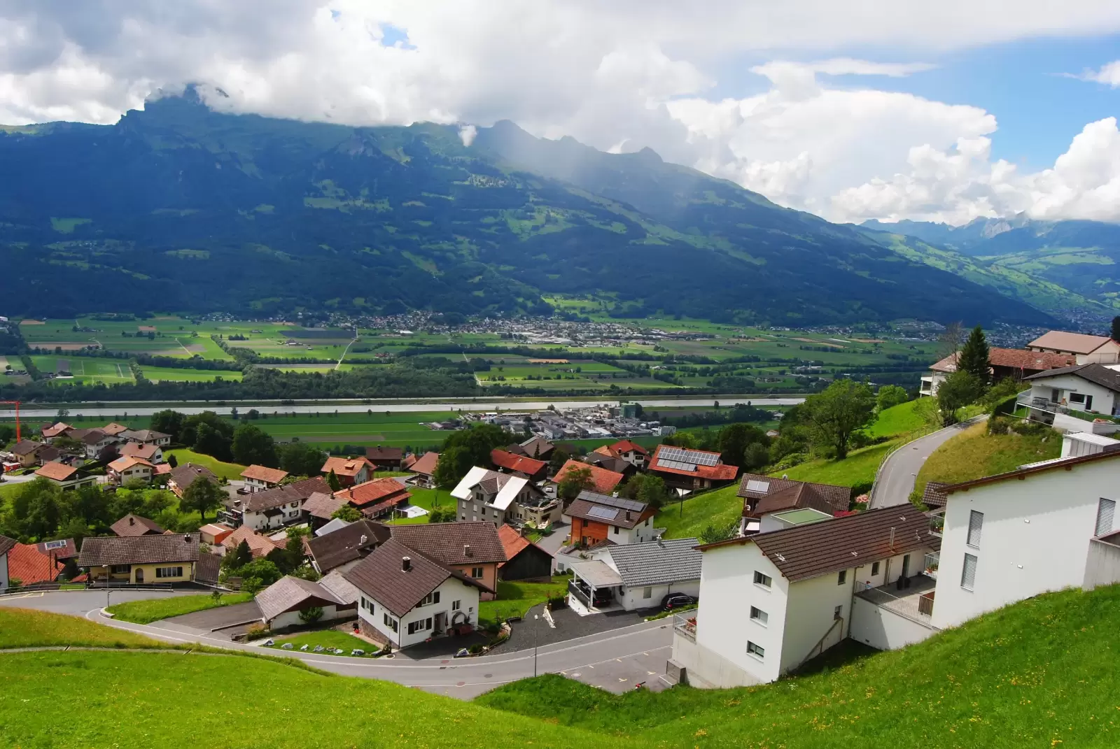 view over triesenberg village in principality liechtenstein