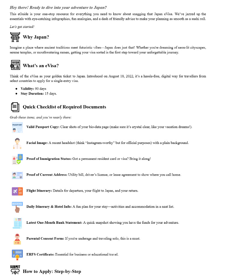 Japan Visa Document Requirements
