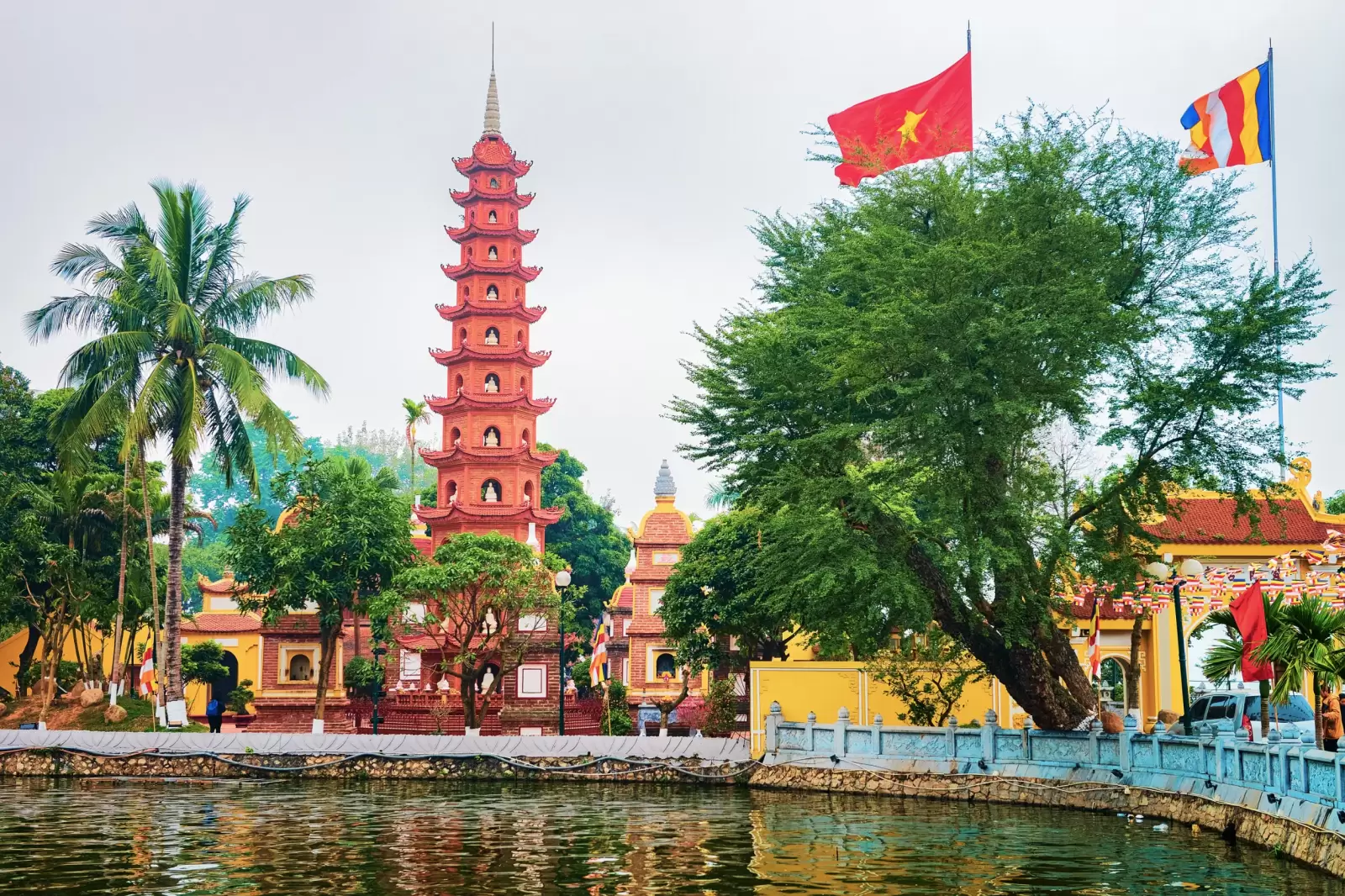 west lake at tran quoc pagoda in hanoi vietnam