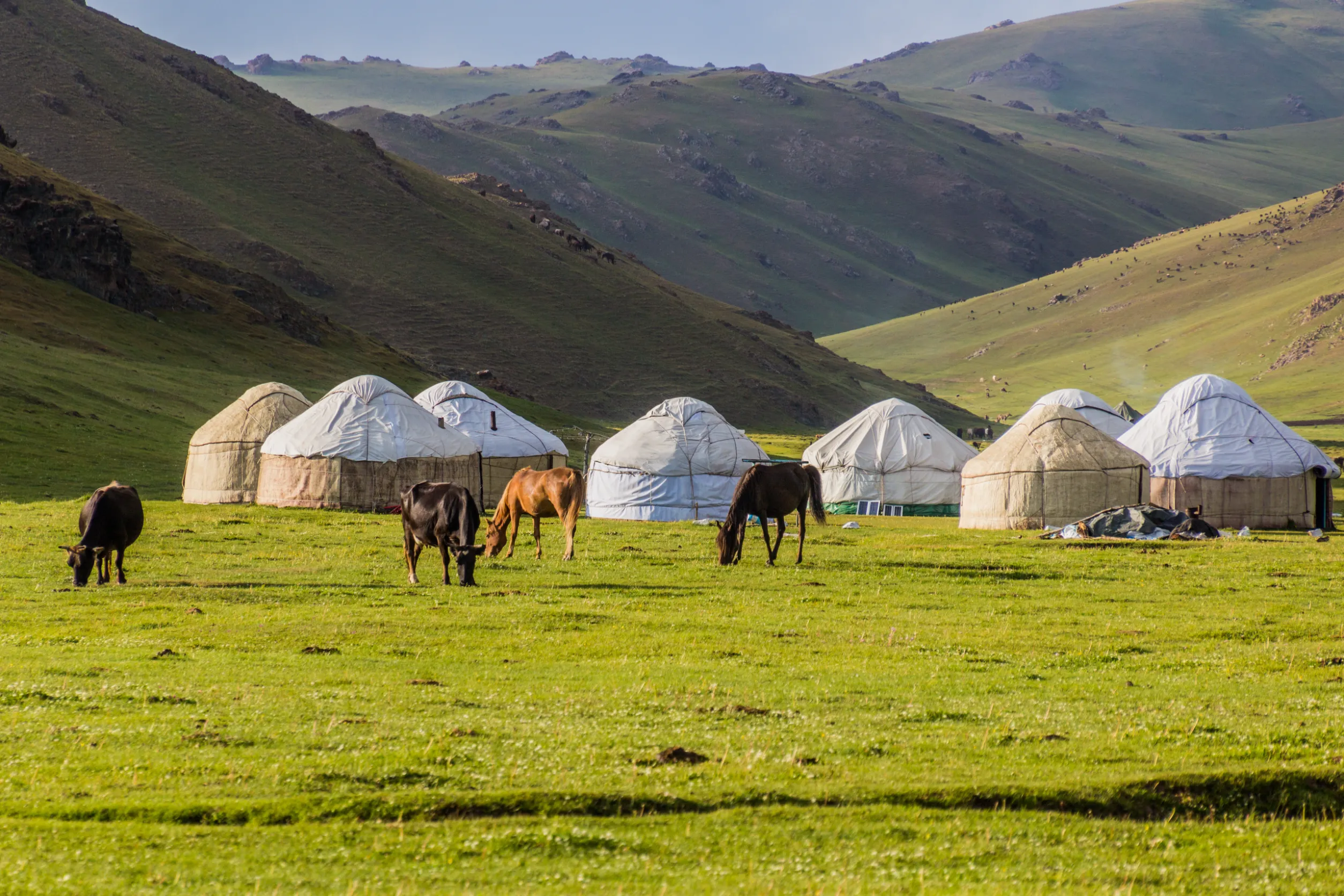yurt camp near song kul lake kyrgyzstan